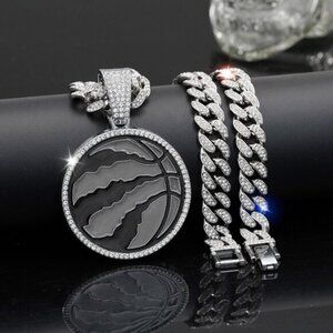 Hot selling fashion personality hip hop black basketball team pendant with full